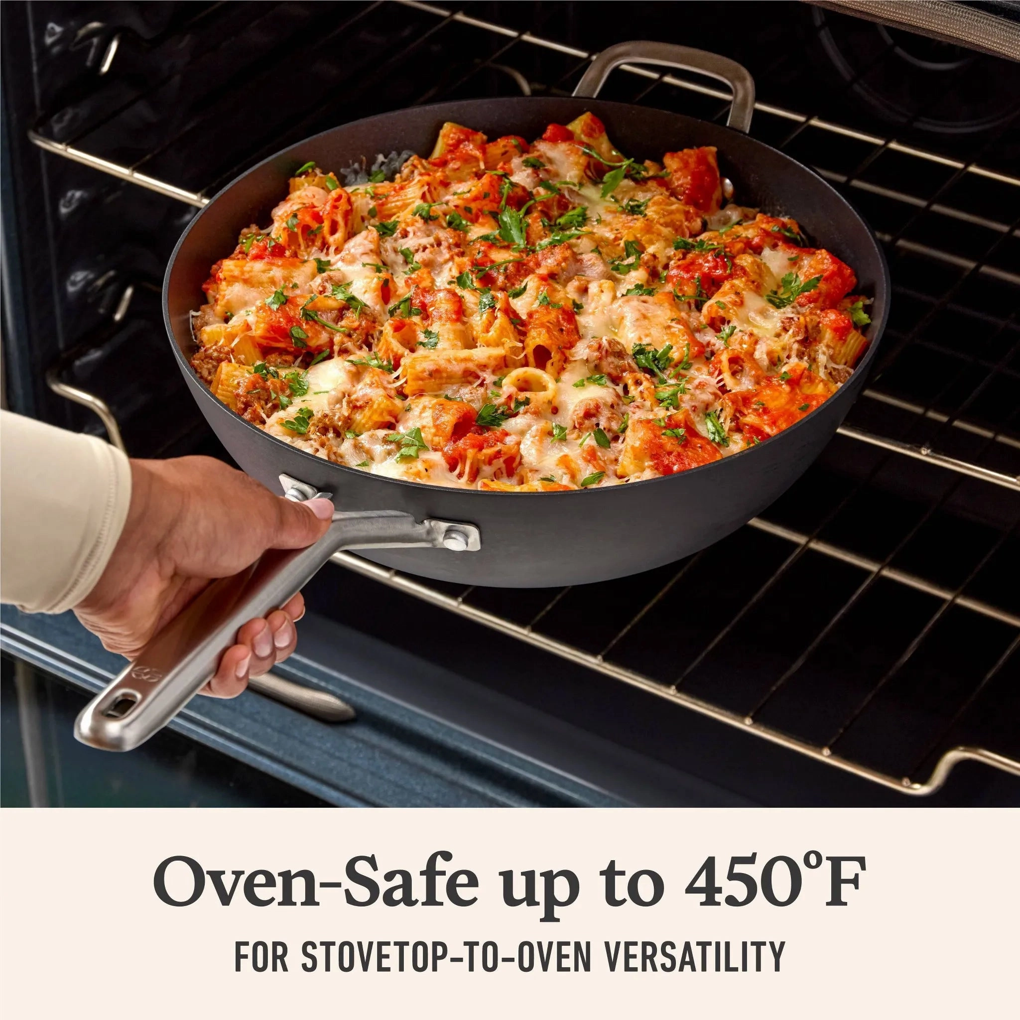 12" Hard Anodized Nonstick Jumbo Fry Pan with Lid: Stay-Cool Silicone Handle, Tempered Glass, Dishwasher-Safe