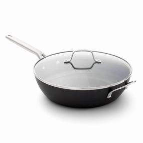 12" Hard Anodized Nonstick Jumbo Fry Pan with Lid: Stay-Cool Silicone Handle, Tempered Glass, Dishwasher-Safe