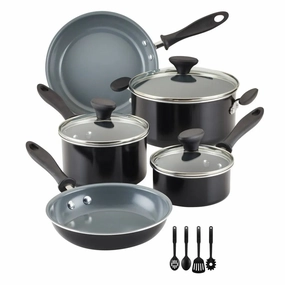 12pc Reliance Pro Nonstick Ceramic Cookware Set- Black/Gray