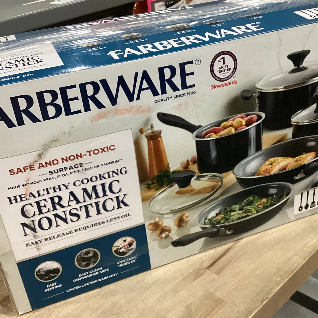 12pc Reliance Pro Nonstick Ceramic Cookware Set- Black/Gray
