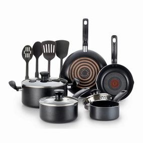 12pc Simply Cook Nonstick Cookware Set Charcoal With Lids- Black