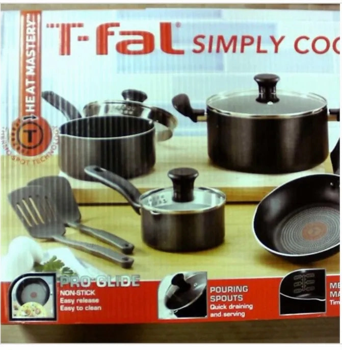 12pc Simply Cook Nonstick Cookware Set Charcoal With Lids- Black