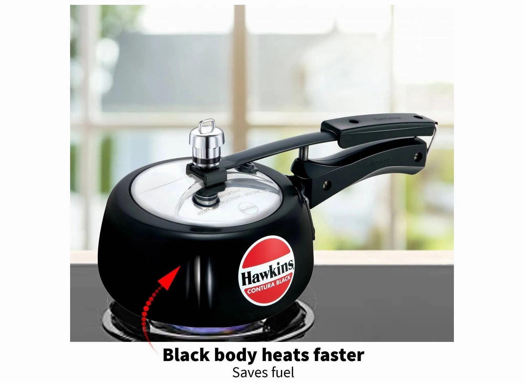 1.5L Contura Hard Anodised Pressure Cooker - Black