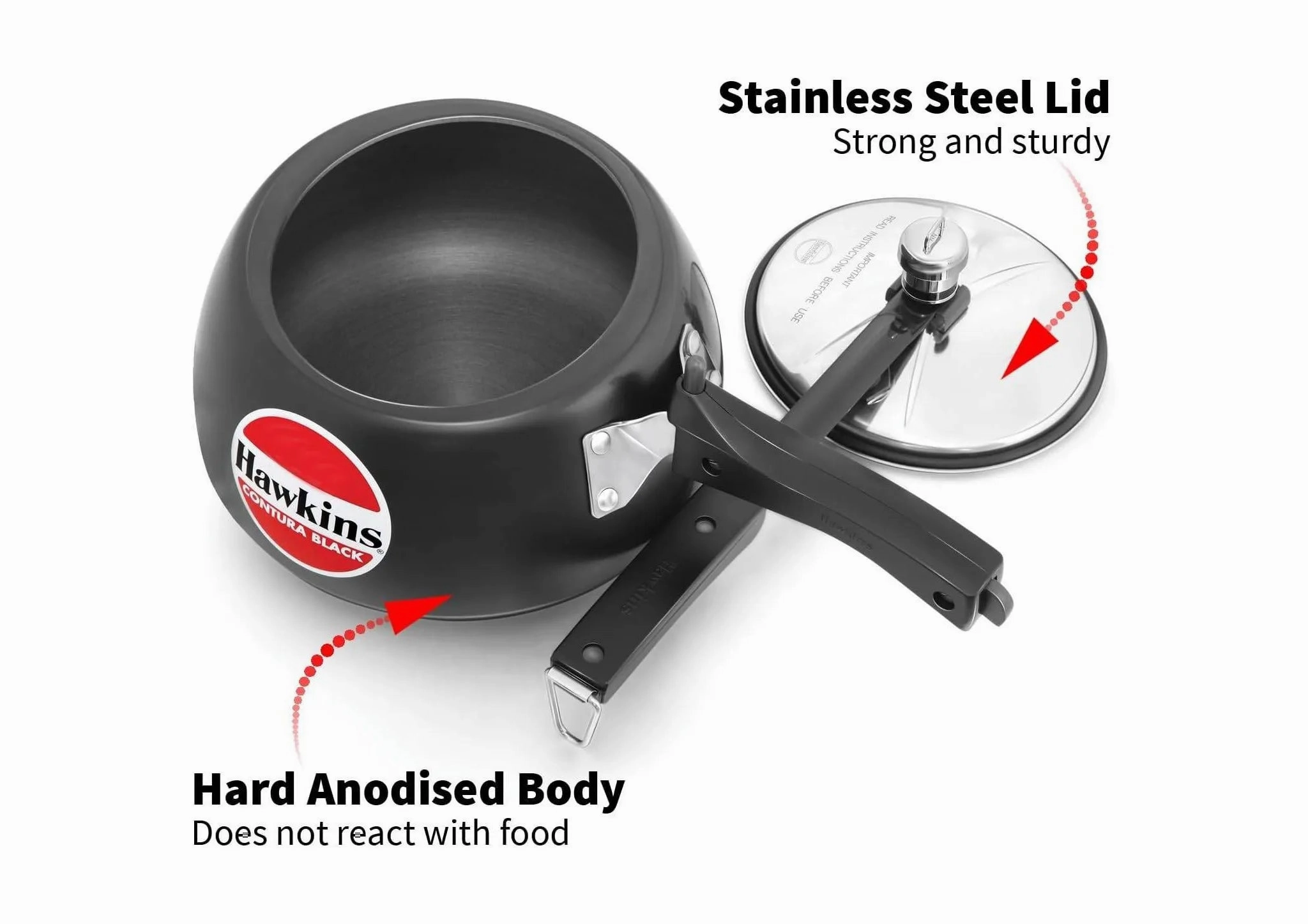 1.5L Contura Hard Anodised Pressure Cooker - Black