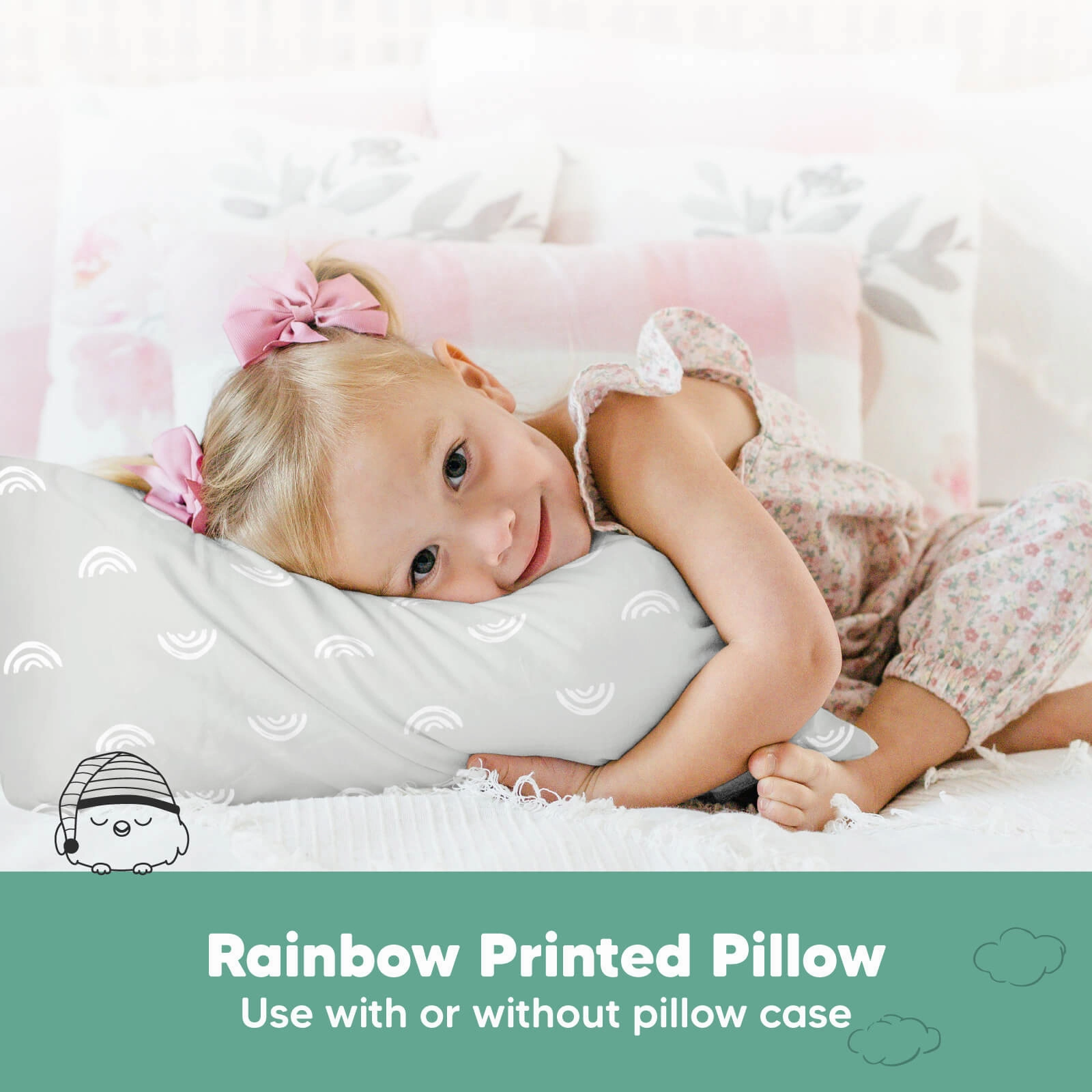 1-Pack Toddler Pillow (Gray Rainbow)