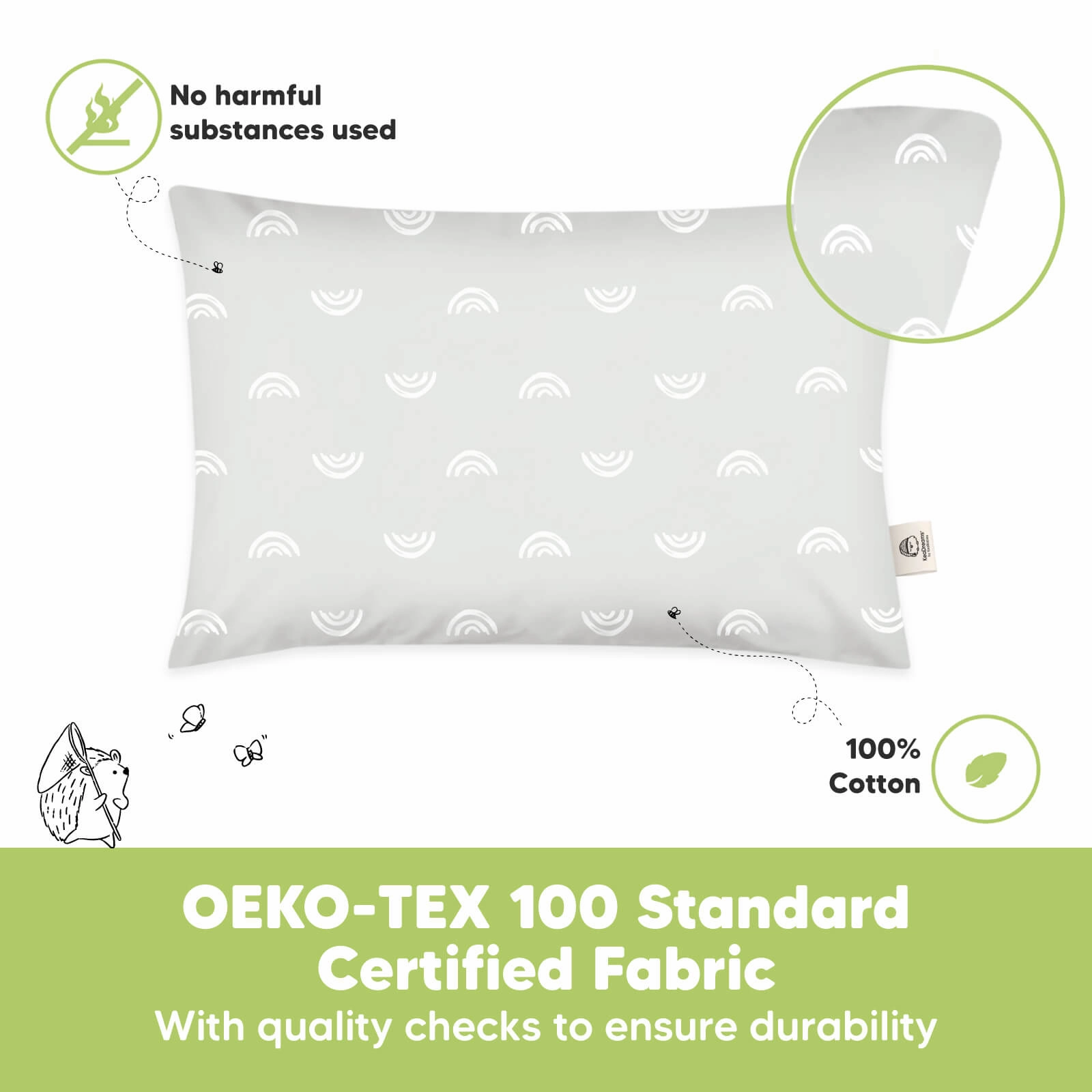 1-Pack Toddler Pillow (Gray Rainbow)