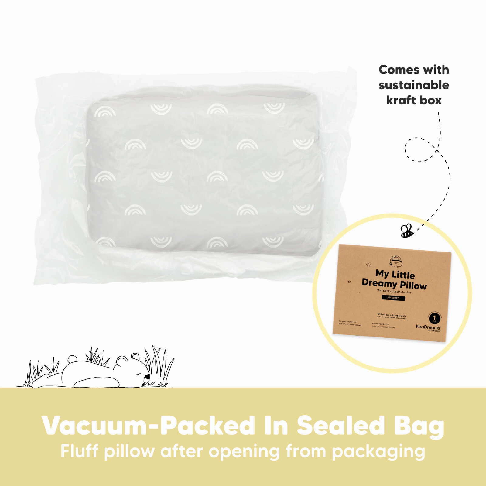 1-Pack Toddler Pillow (Gray Rainbow)