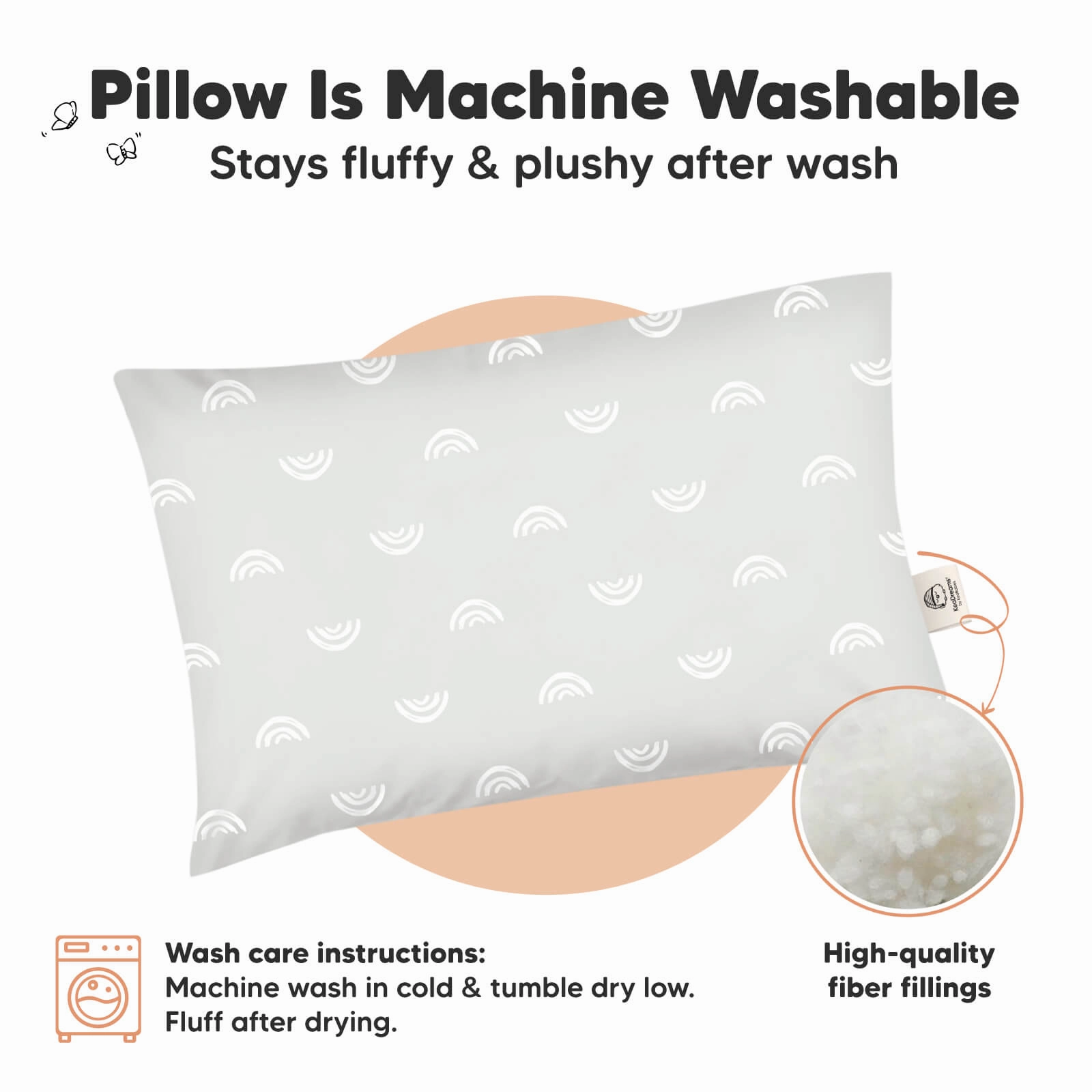 1-Pack Toddler Pillow (Gray Rainbow)
