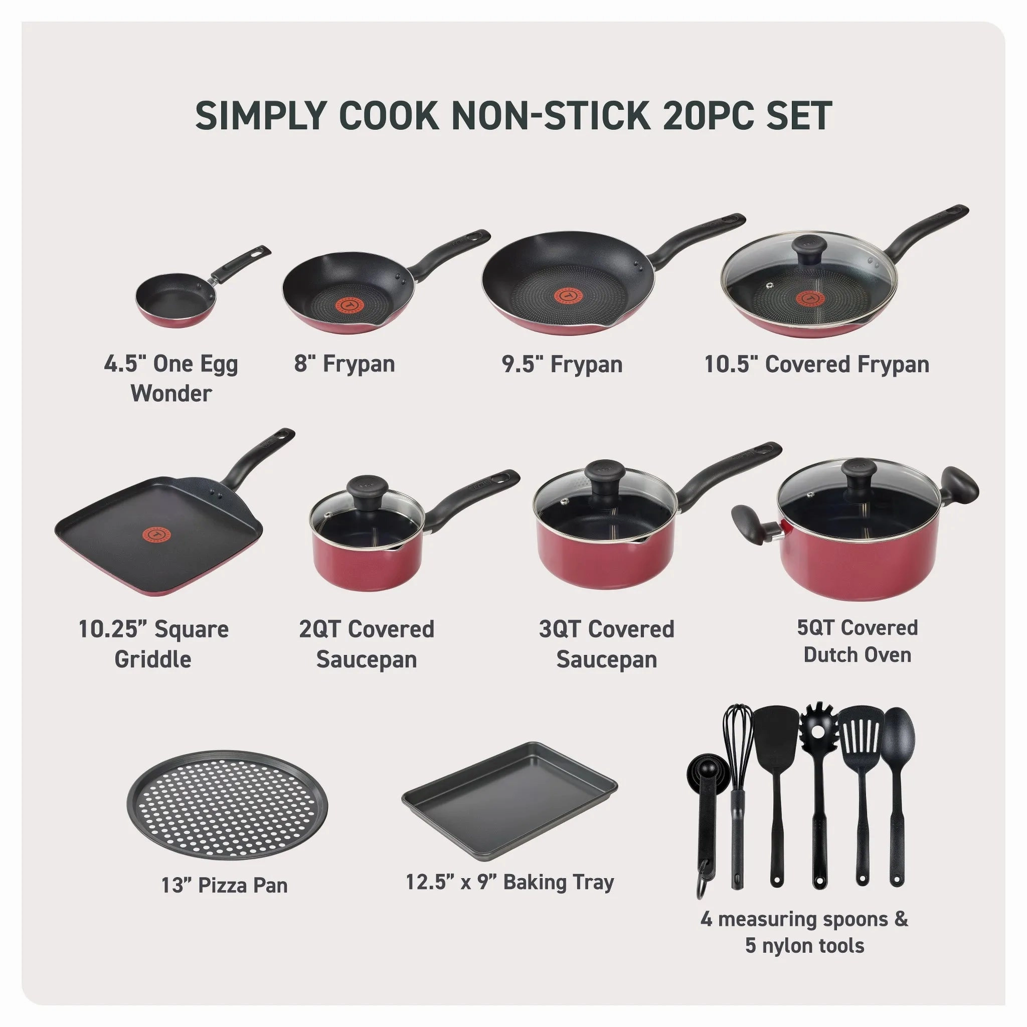 20pc Simply Cook Nonstick Cookware Set With Lids