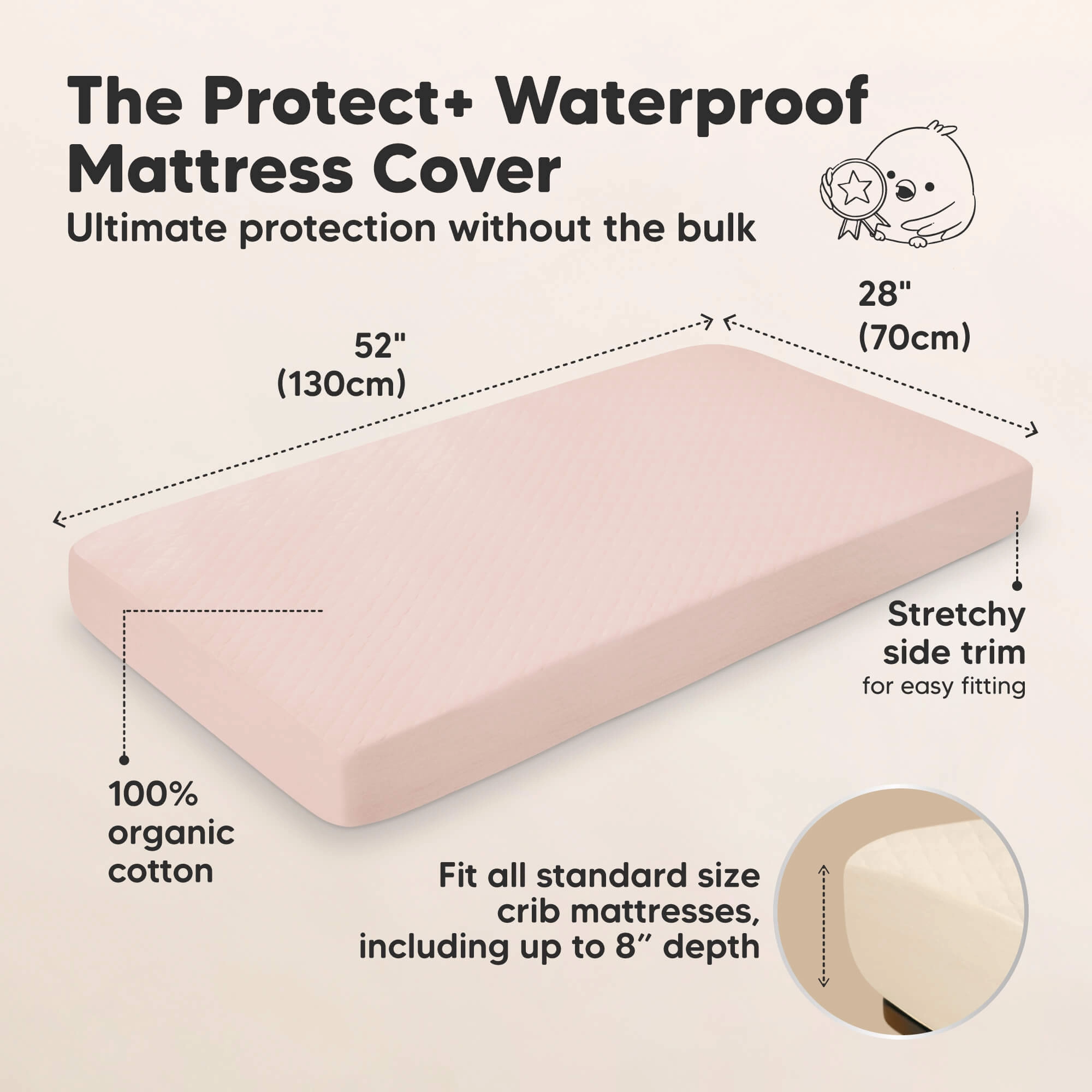 2-Pack Mavy Protect  Waterproof Crib Mattress Protector (Cameo)