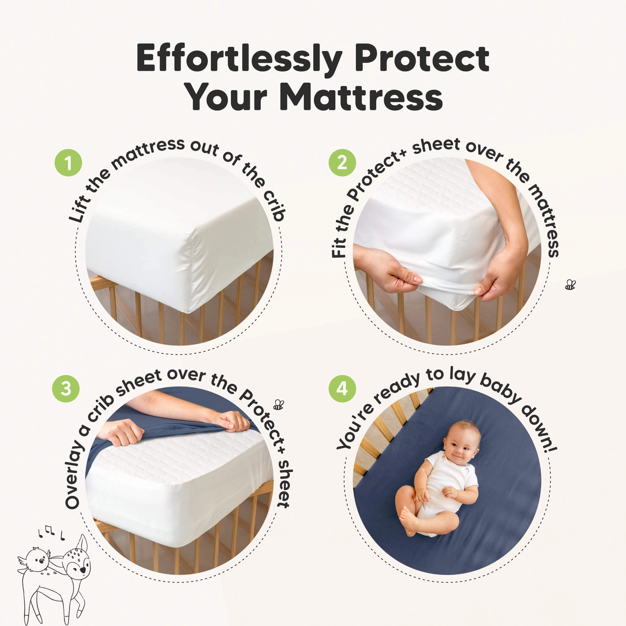 2-Pack Mavy Protect  Waterproof Crib Mattress Protector (Cameo)