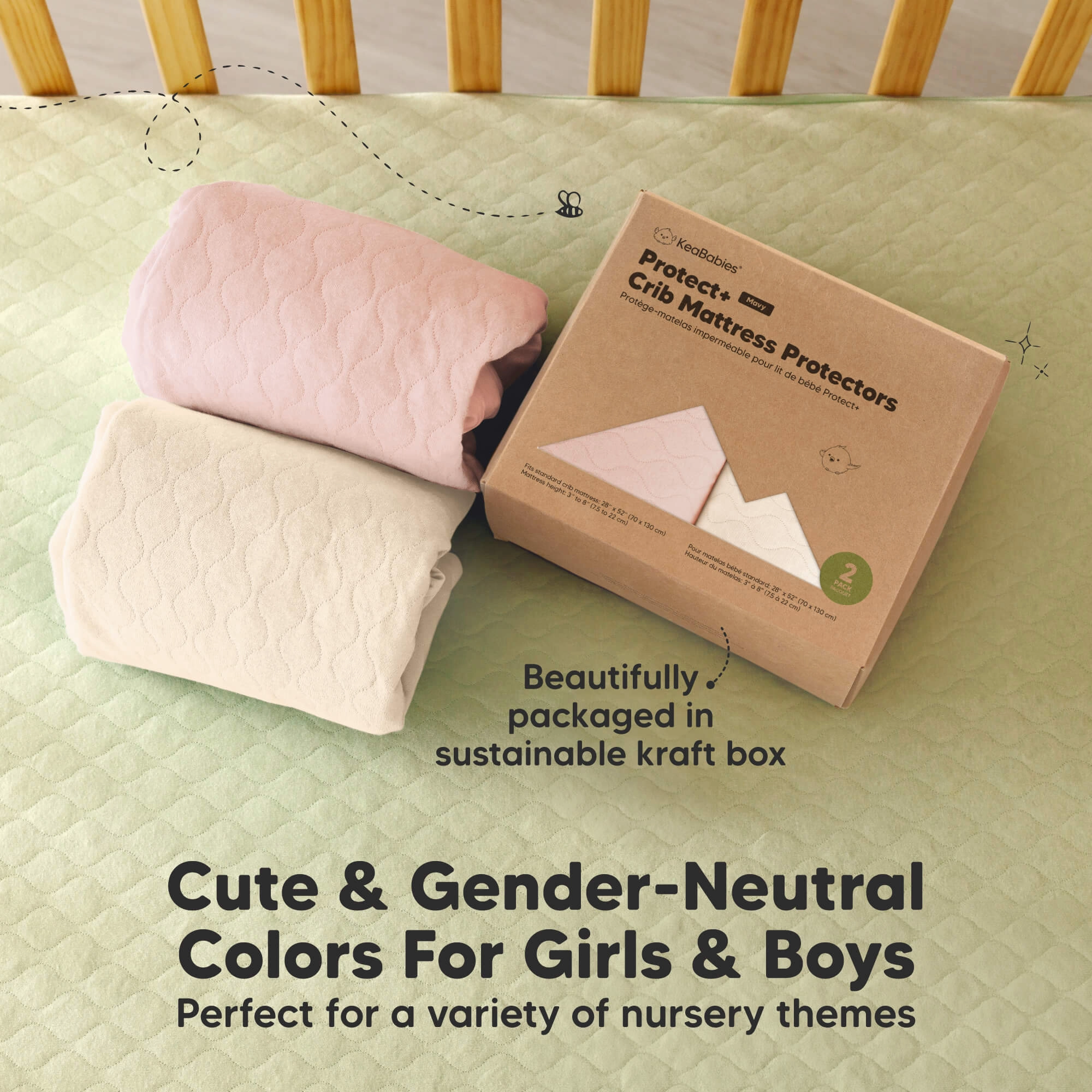 2-Pack Mavy Protect  Waterproof Crib Mattress Protector (Cameo)
