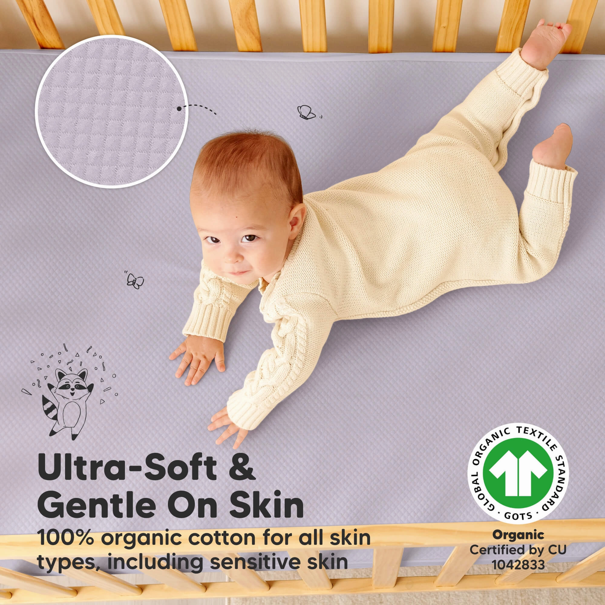 2-Pack Quin Protect  Waterproof Crib Mattress Protector (Thistle)