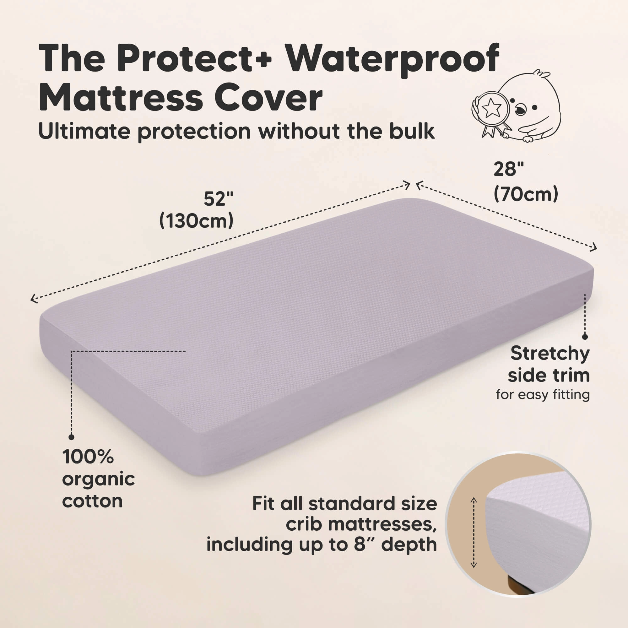 2-Pack Quin Protect  Waterproof Crib Mattress Protector (Thistle)