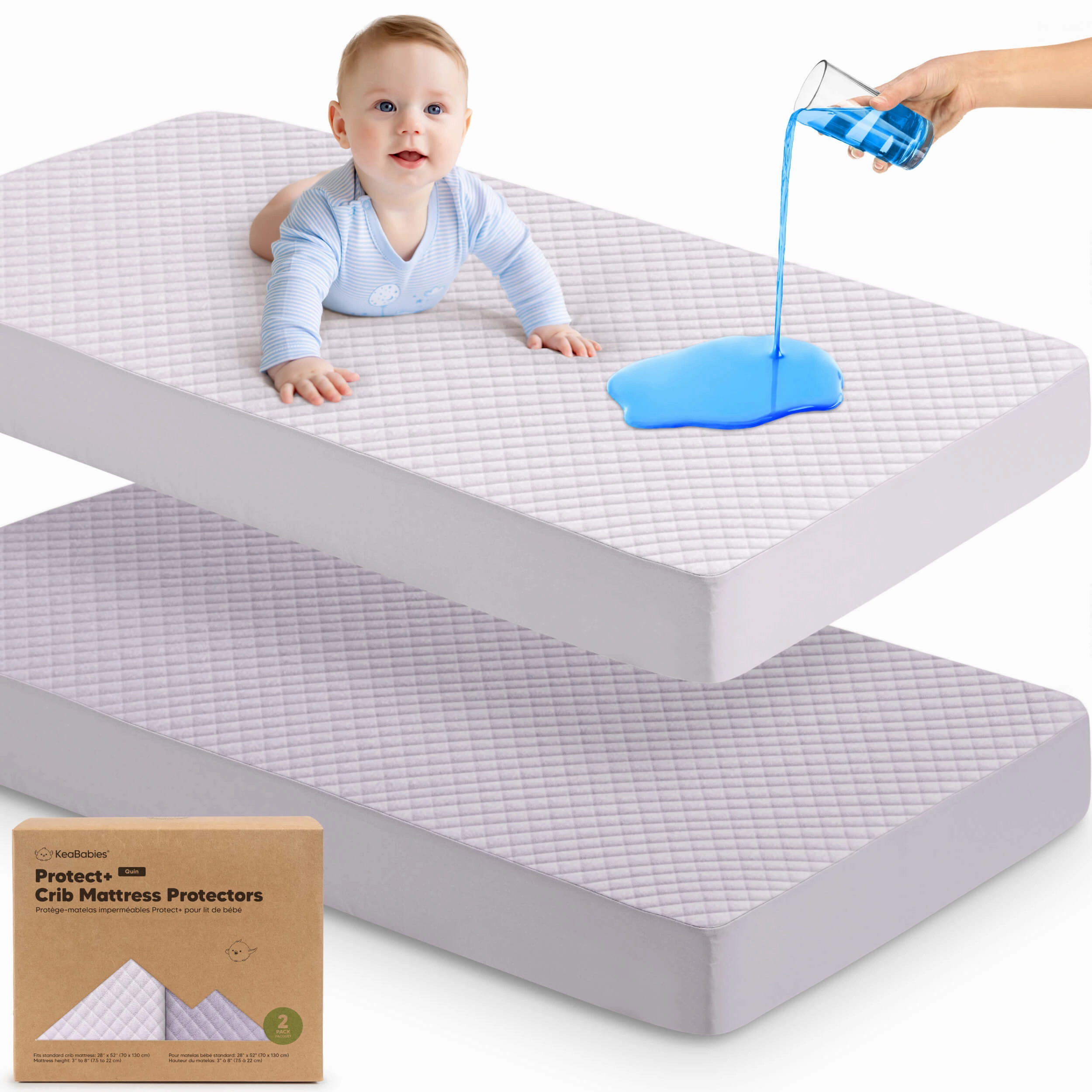 2-Pack Quin Protect  Waterproof Crib Mattress Protector (Thistle)