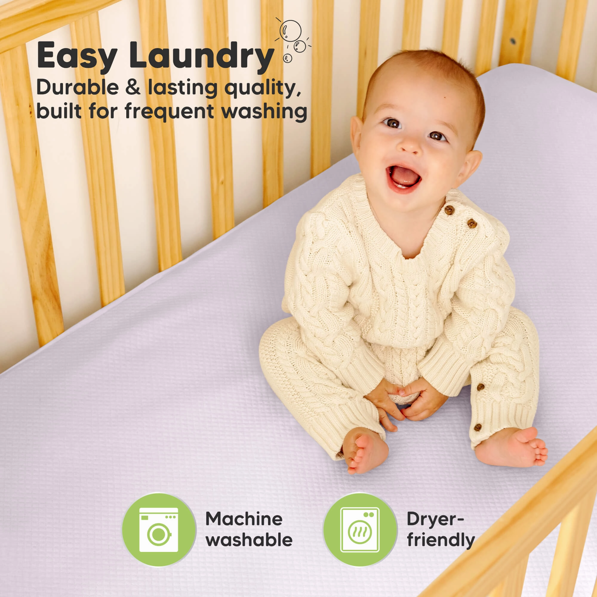 2-Pack Quin Protect  Waterproof Crib Mattress Protector (Thistle)