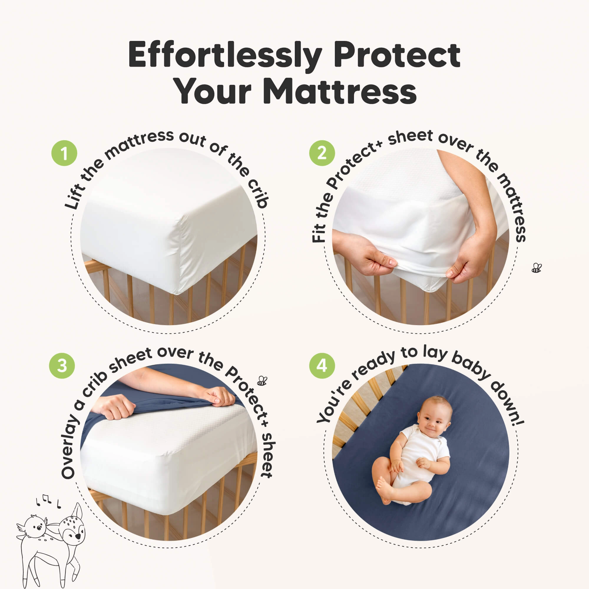 2-Pack Quin Protect  Waterproof Crib Mattress Protector (Thistle)