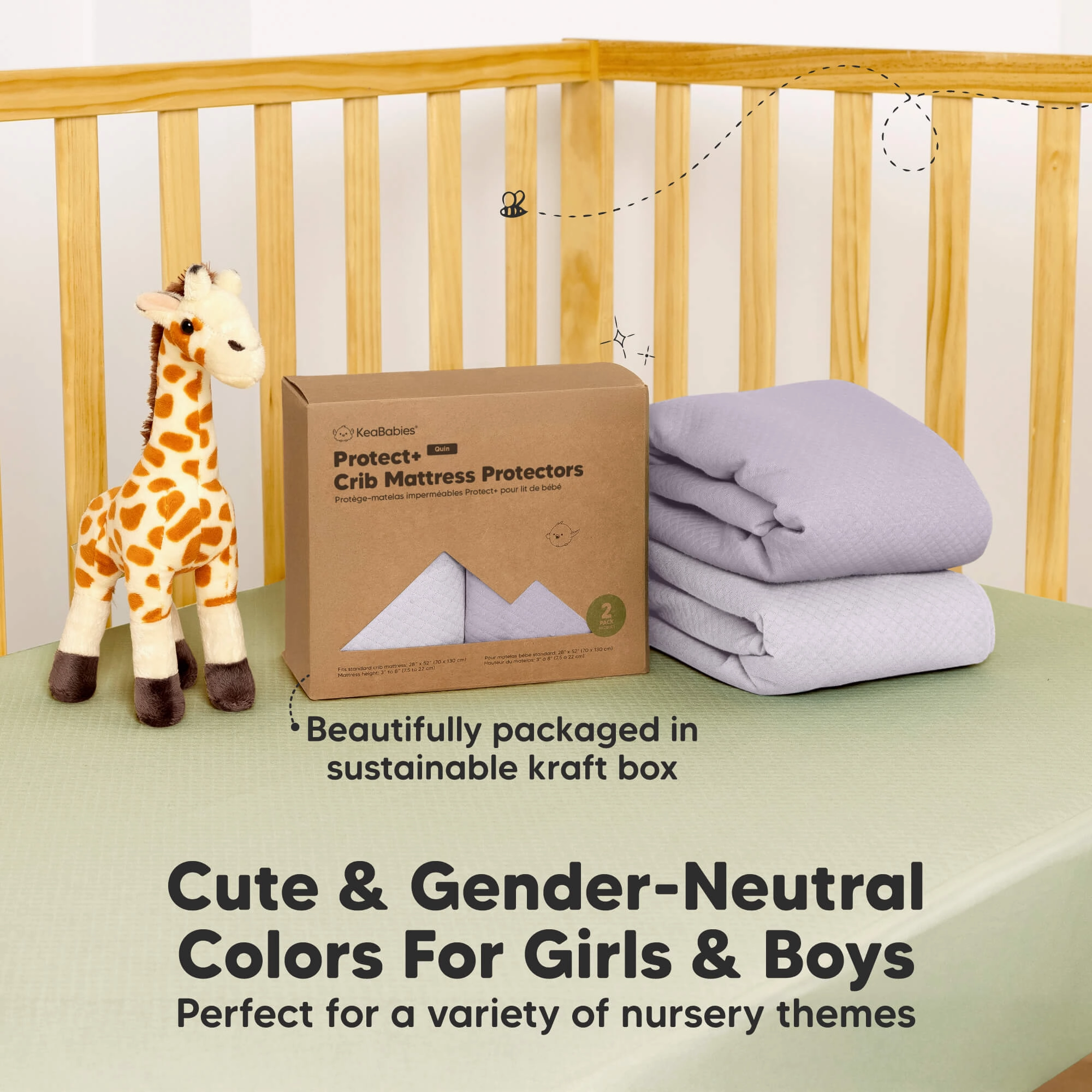 2-Pack Quin Protect  Waterproof Crib Mattress Protector (Thistle)