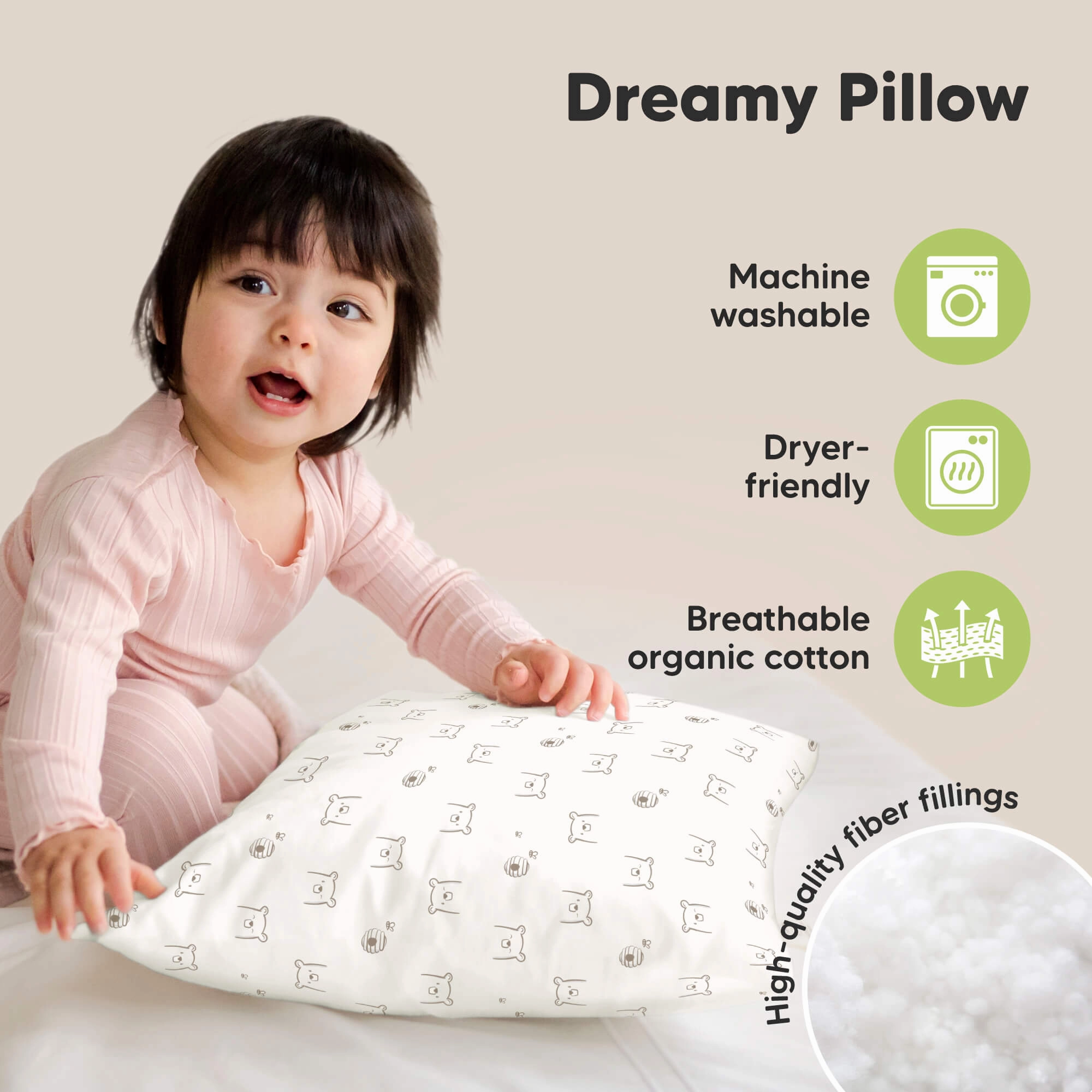 2-Pack Toddler Pillows (Bumble Bear)