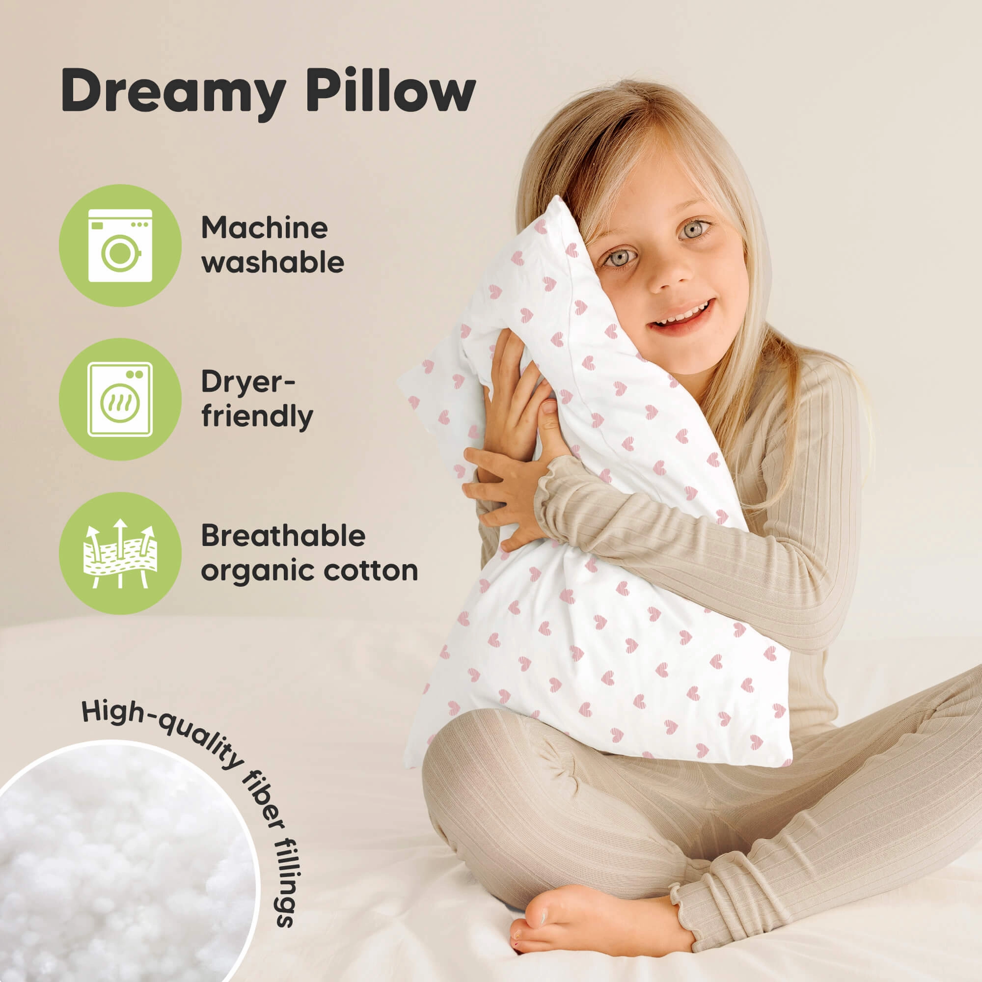 2-Pack Toddler Pillows (Hearts)