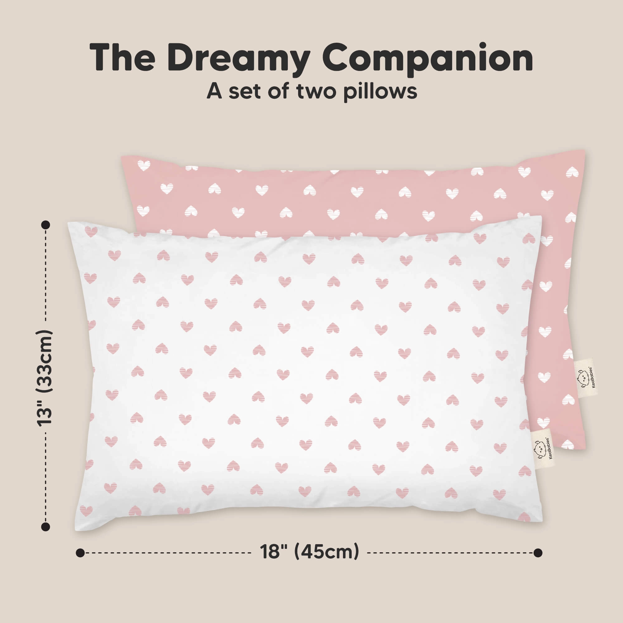2-Pack Toddler Pillows (Hearts)