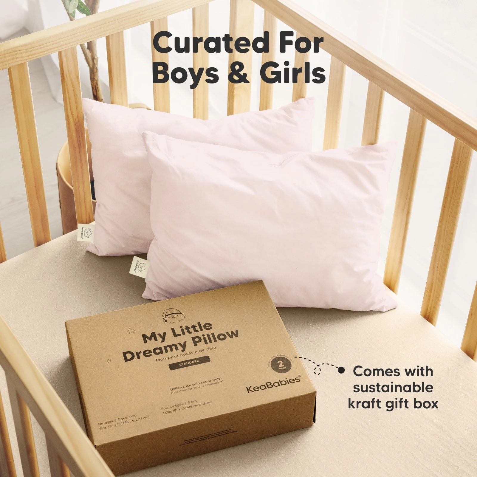 2-Pack Toddler Pillows (Mist Pink)