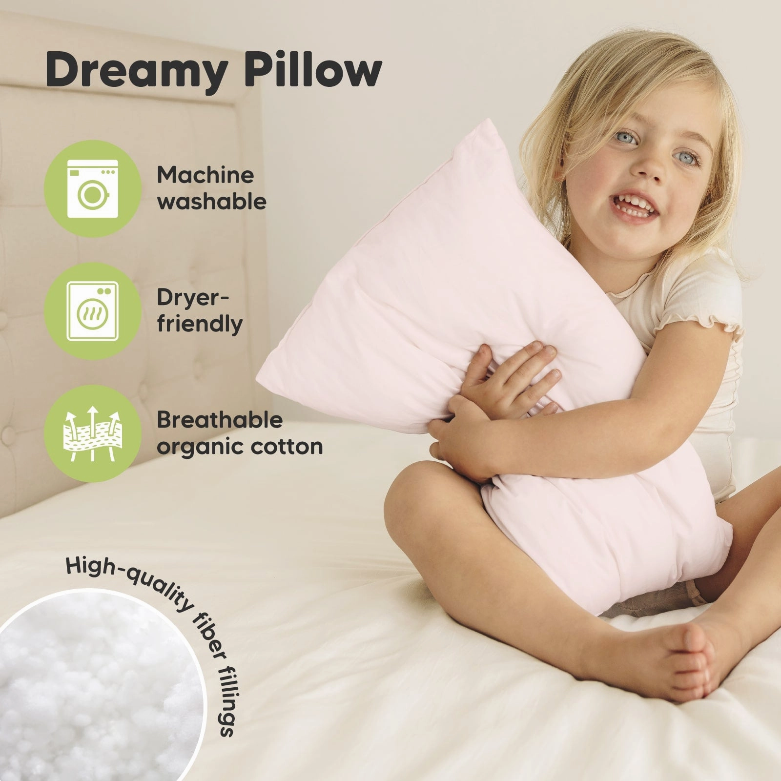 2-Pack Toddler Pillows (Mist Pink)