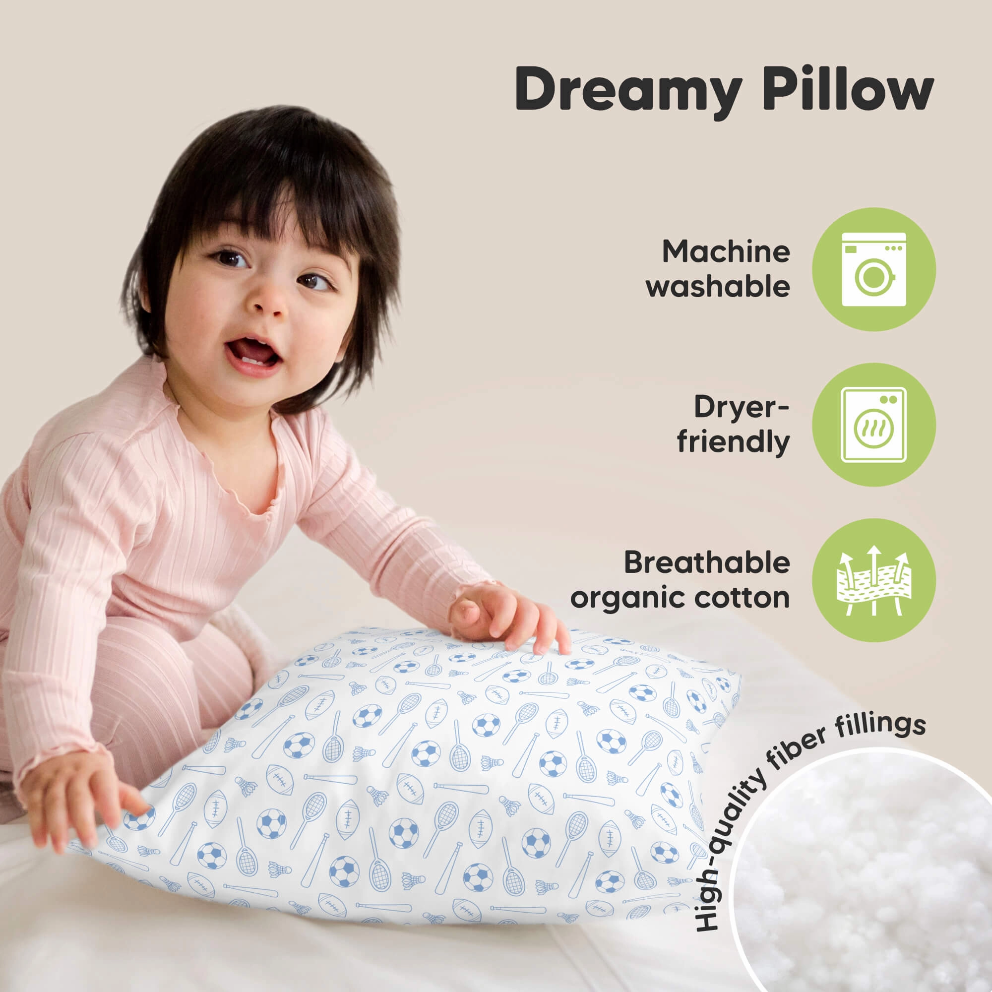 2-Pack Toddler Pillows (Sports)