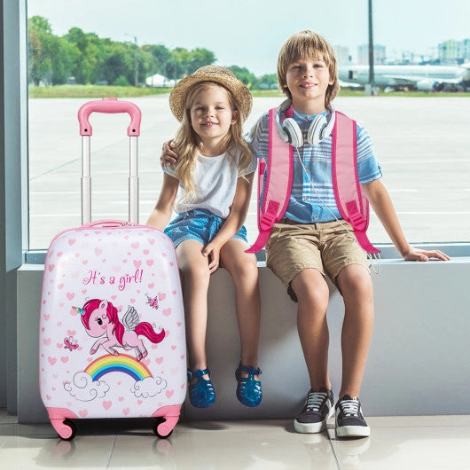 2 Pieces Kids Luggage Set 12 Inch Backpack and 16 Inch Kid Carry on Suitcase With Wheels