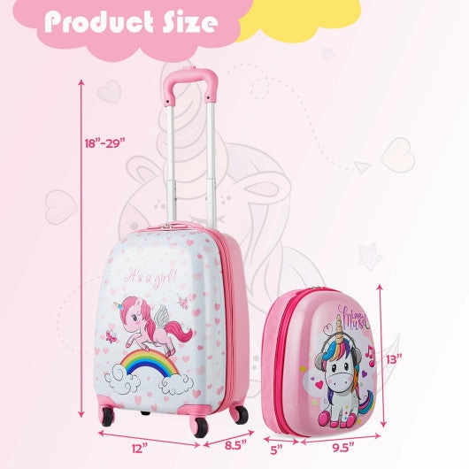2 Pieces Kids Luggage Set 12 Inch Backpack and 16 Inch Kid Carry on Suitcase With Wheels