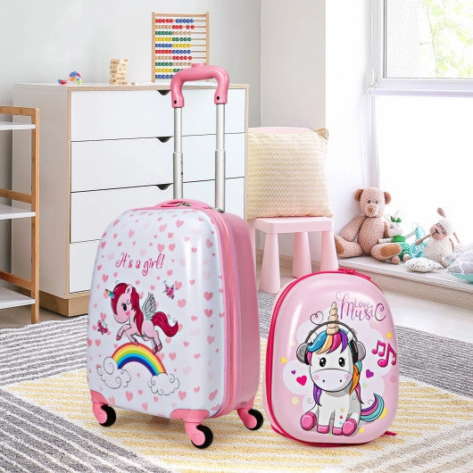 2 Pieces Kids Luggage Set 12 Inch Backpack and 16 Inch Kid Carry on Suitcase With Wheels