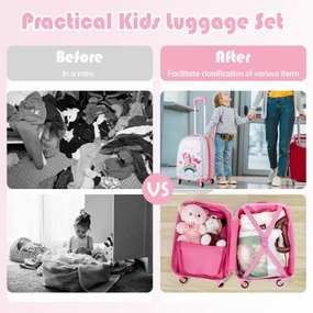 2 Pieces Kids Luggage Set 12 Inch Backpack and 16 Inch Kid Carry on Suitcase With Wheels