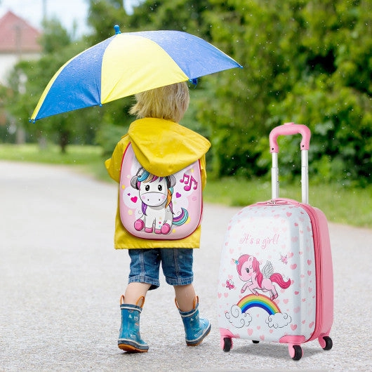 2 Pieces Kids Luggage Set 12 Inch Backpack and 16 Inch Kid Carry on Suitcase With Wheels
