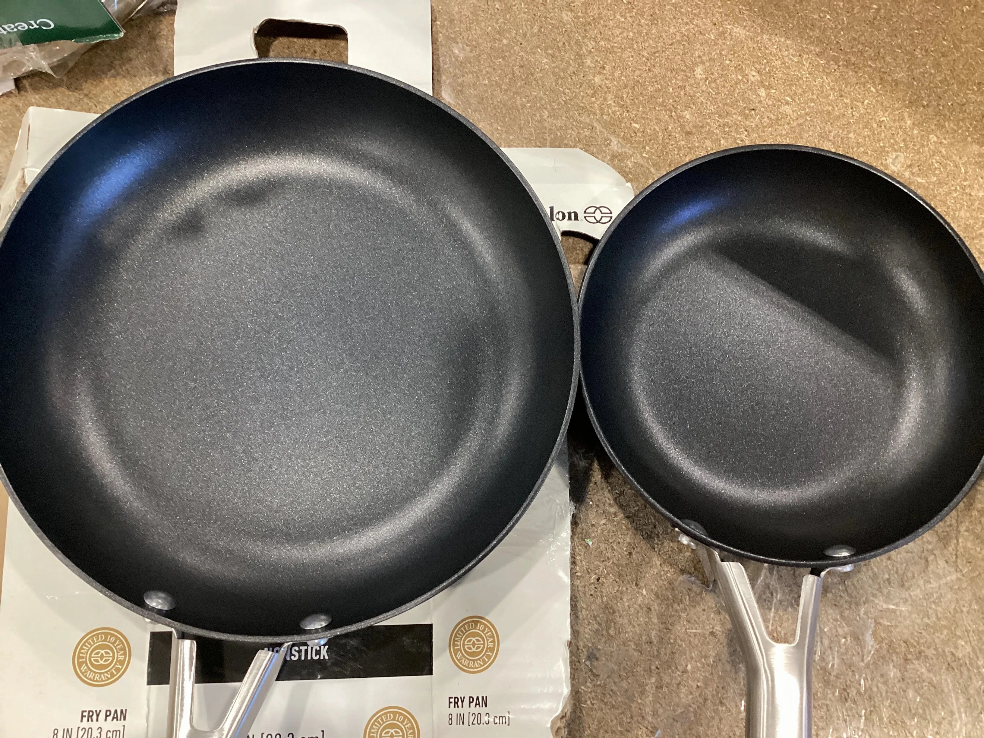 2pc 8" and 10" Hard Anodized Aluminum Nonstick Fry Pan Set Black: Stay-Cool Handle, Oven & Dishwasher Safe (See Description)