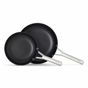 2pc 8" and 10" Hard Anodized Aluminum Nonstick Fry Pan Set Black: Stay-Cool Handle, Oven & Dishwasher Safe (See Description)