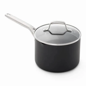 3.5qt Hard-Anodized Nonstick Sauce Pan with Lid - Black