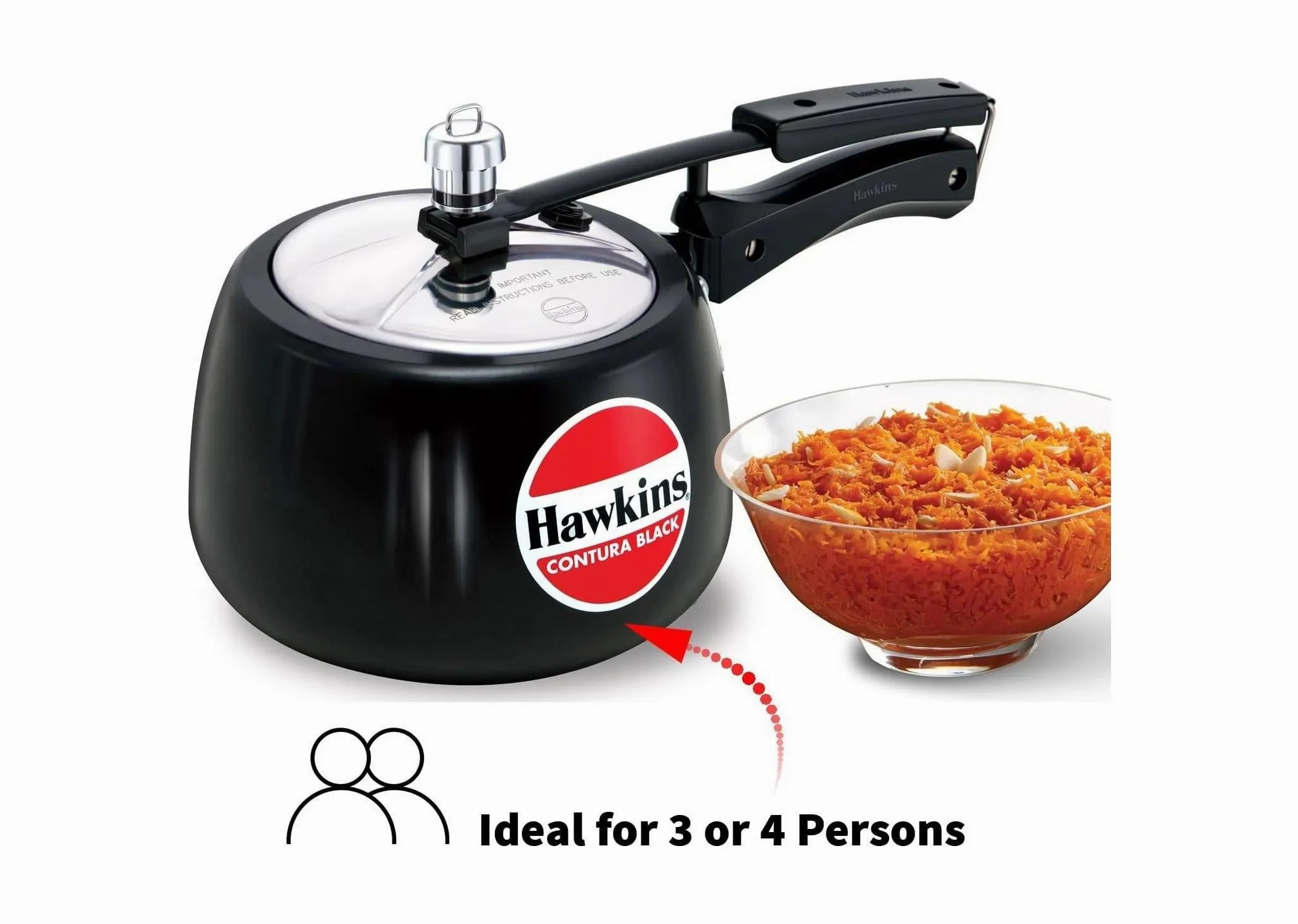 3L Hard Anodized Pressure Cooker - Black
