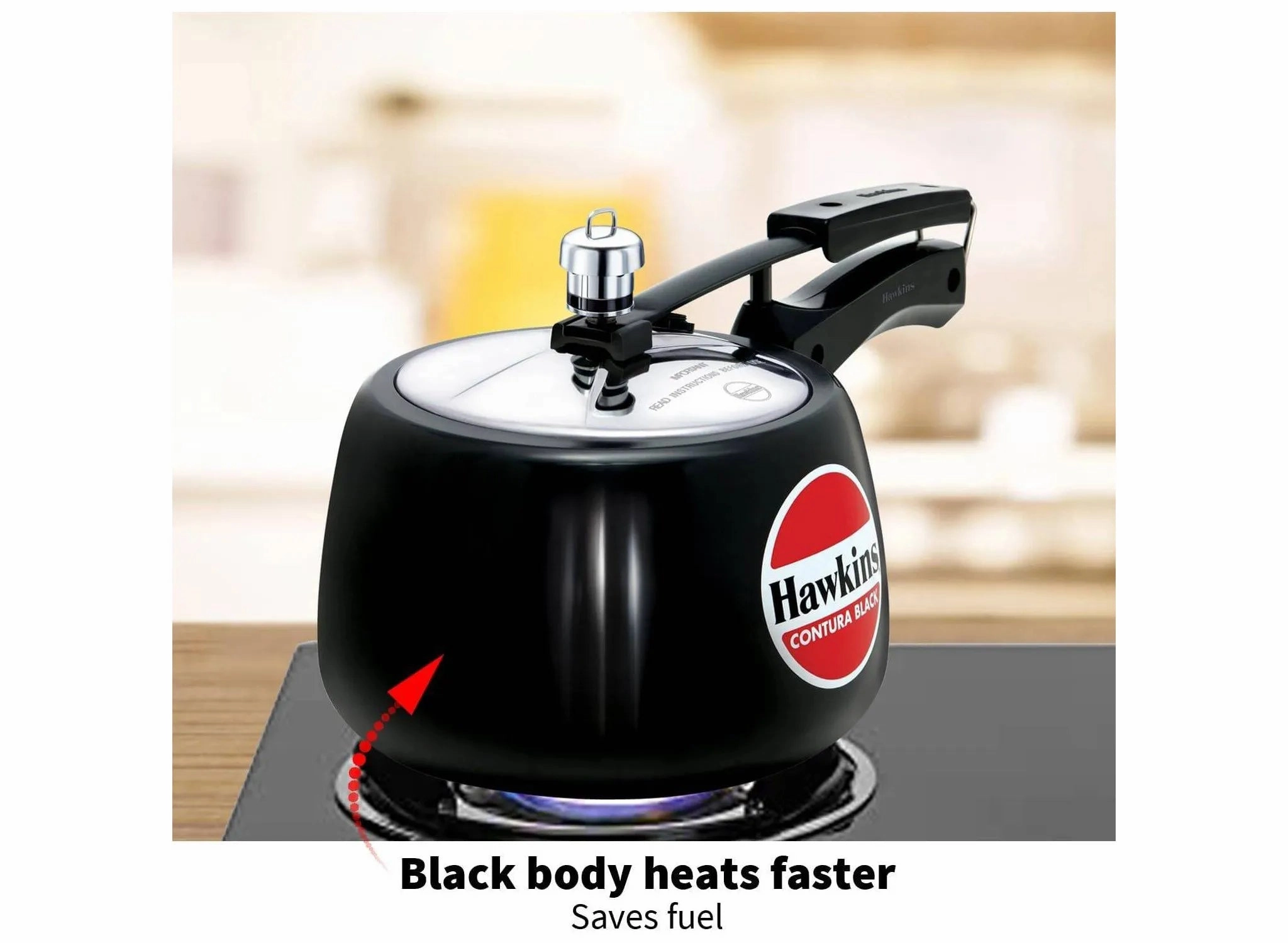 3L Hard Anodized Pressure Cooker - Black