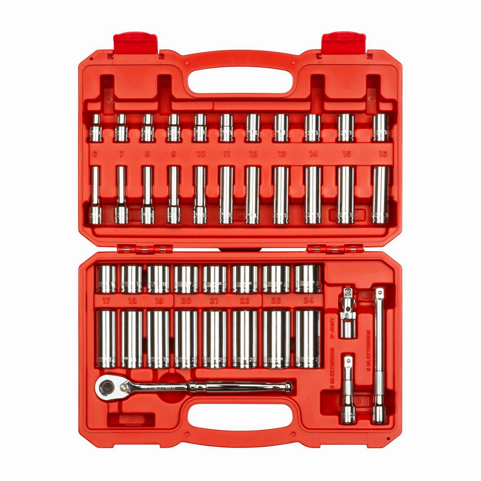 42-Piece 3/8 Inch Drive 6-Point Socket and Ratchet Set (6-24 mm)