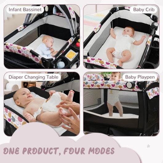 4 in 1 Portable Pack and Play Baby Nursery Center With Bassinet-Purple