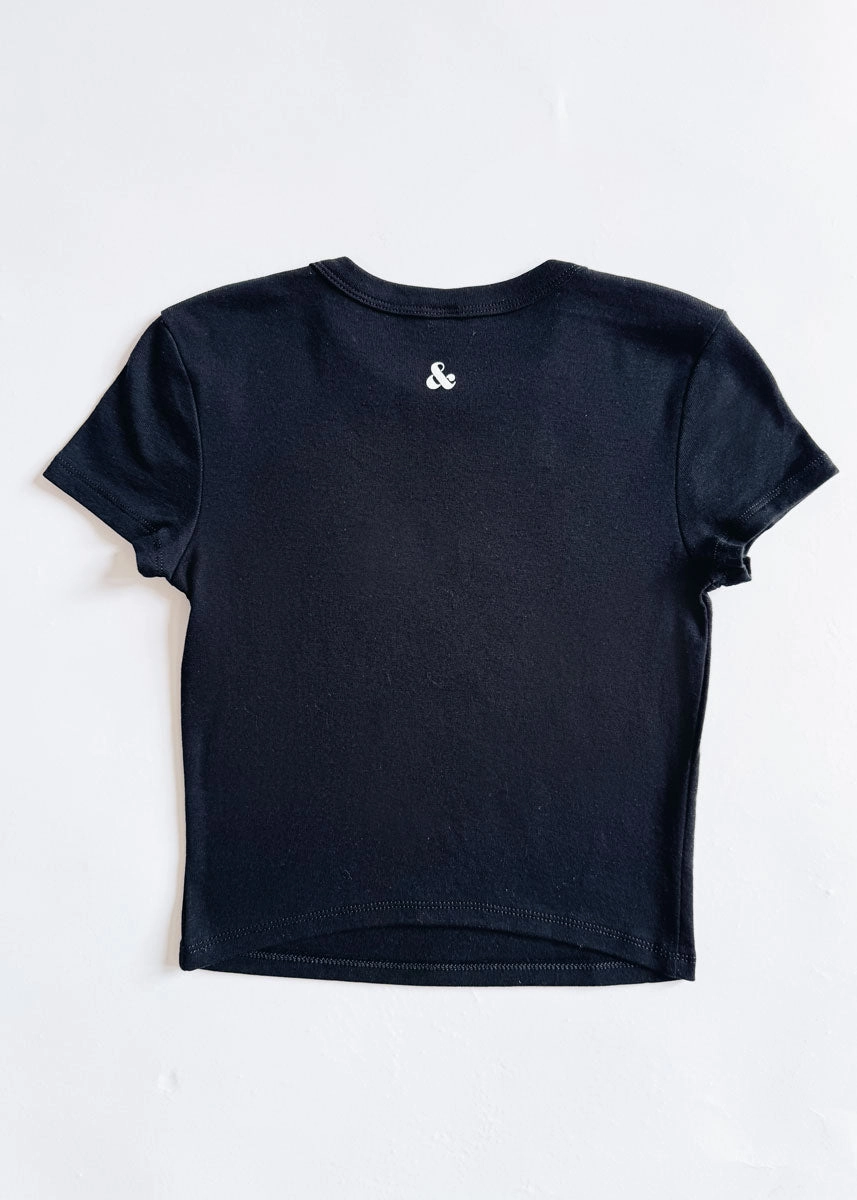 90's Chicago Baby Tee - Black