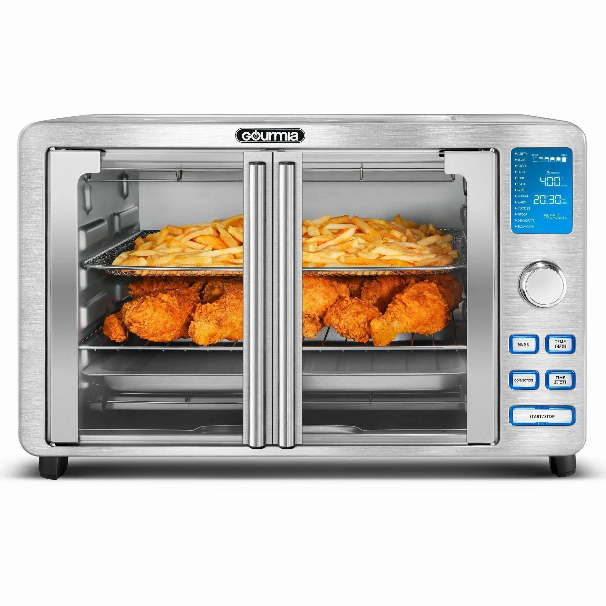 9-Slice Digital Air Fryer Oven with 14 One-Touch Cooking Functions and Auto French Doors (See Description)
