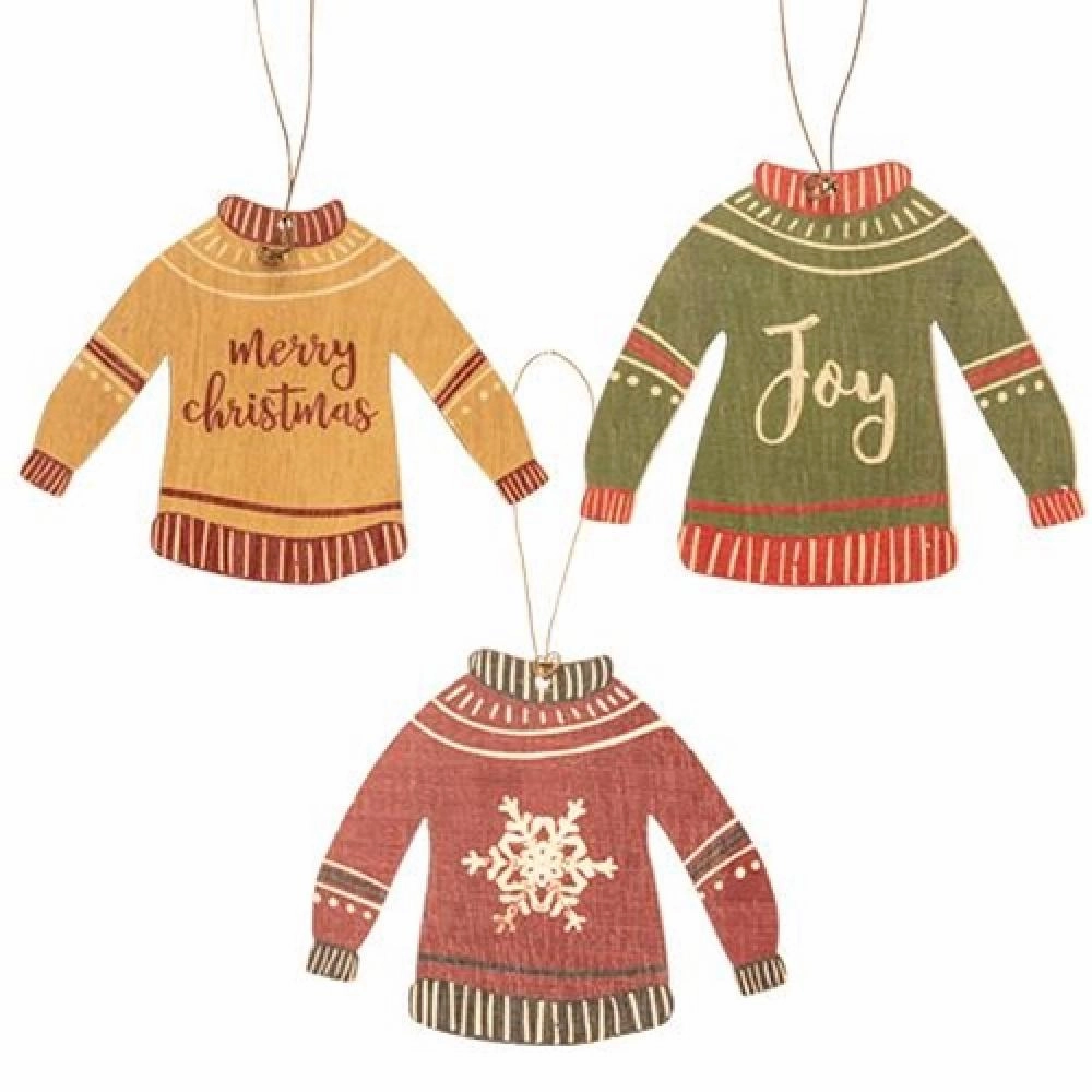 *3/Set Christmas Sweater Wooden Ornaments
