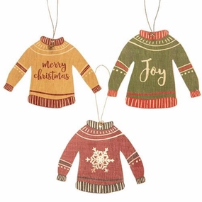 *3/Set Christmas Sweater Wooden Ornaments