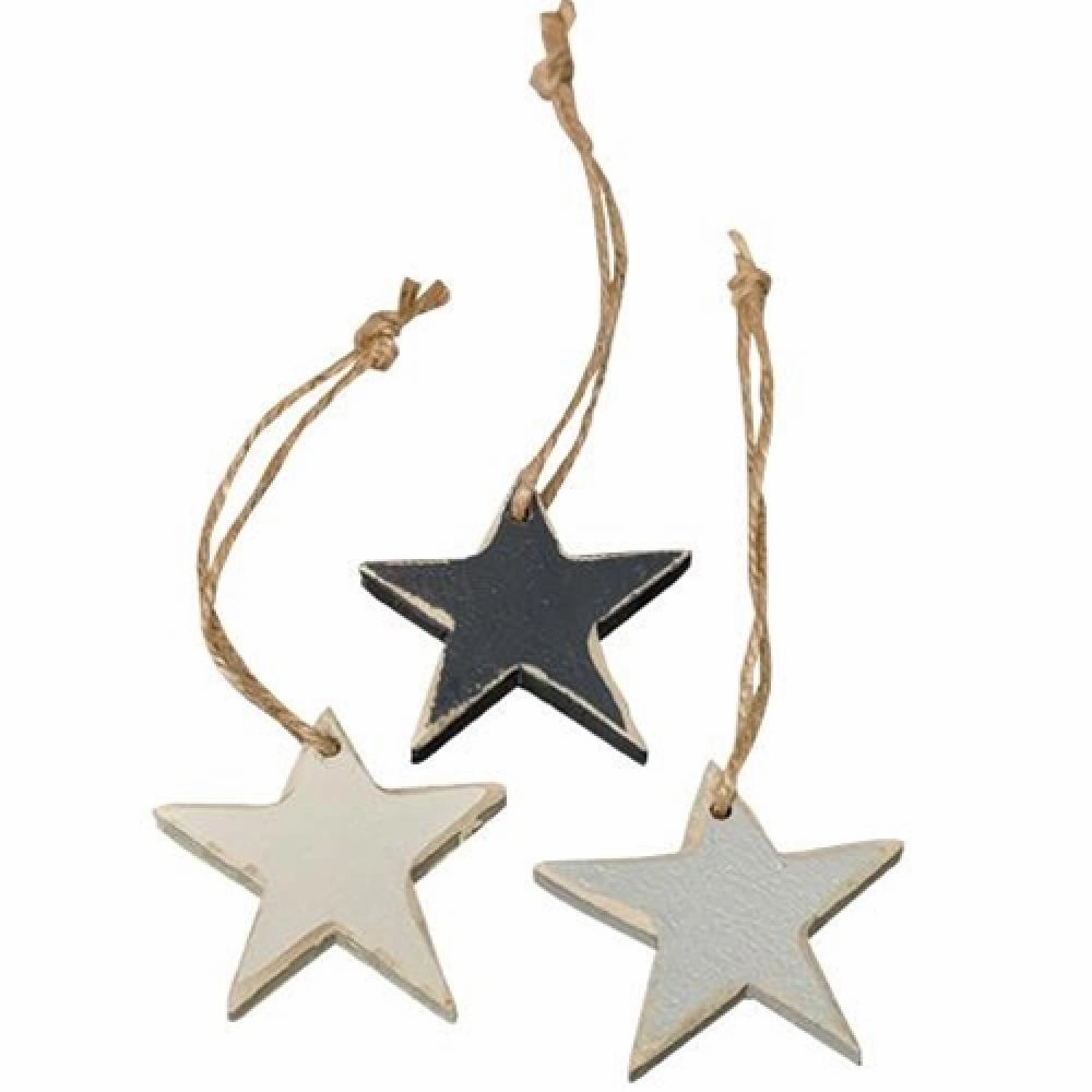 *3/Set Small Wooden Star Ornaments