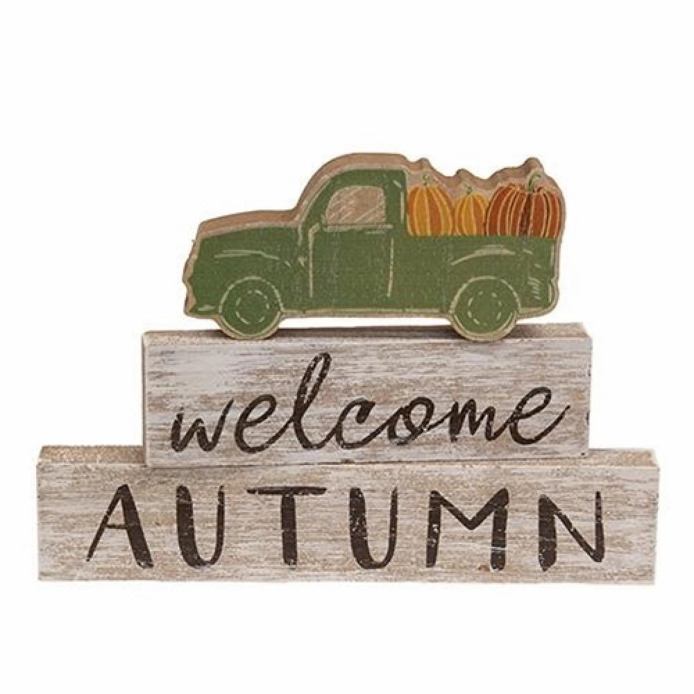 *3/Set Welcome Autumn Green Truck Blocks