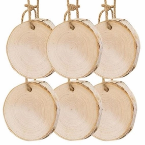 *6/Pkg. Natural Birch Mini Tree Tag Ornaments