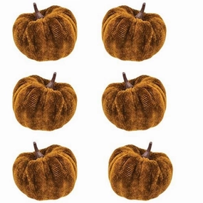 *6/Set Brown Velvet Pumpkins 2.5"