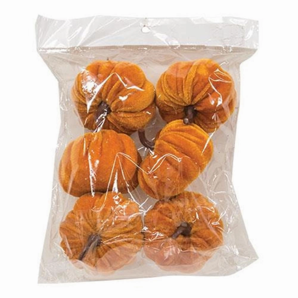 *6/Set Mini Velvet Orange Pumpkins