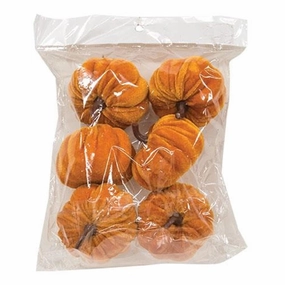 *6/Set Mini Velvet Orange Pumpkins